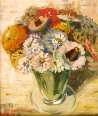 peinture : Bouquet Zinnia
