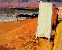 peinture : Cabines sur la plage