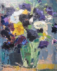 peinture : Bouquet de penséeacute;es