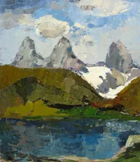 peinture : Les aiguilles d'Arve. Lac des Cerces