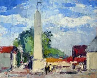 peinture : L'obélisque du port du canal