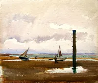 peinture : Plage marée basse