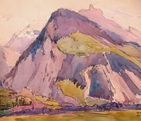 peinture : Paysage de montagne