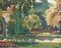 peinture : Jardin de l'Arquebuse, à Dijon