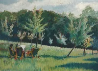 peinture : Campagne en famille