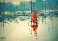 peinture : La voile rouge