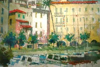peinture : Menton‚ le port