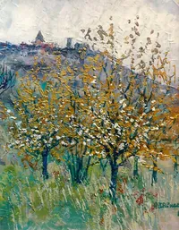 peinture : Cerisiers en fleurs à Talant