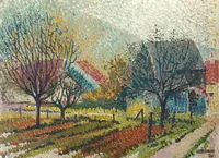 peinture : Maisons dans les Hautes-Côtes 2