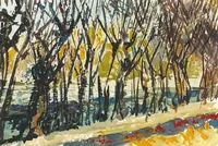 peinture : Les tamaris au jardin de l'Arquebuse 1