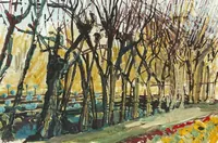 peinture : Les tamaris au jardin de l'Arquebuse 2