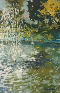 peinture : Jet d'eau à l'Arquebuse
