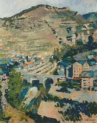 peinture : La vallée à Ste Enimie