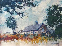 peinture : Ferme dans le Causse