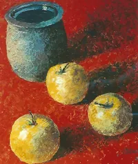peinture : Trois pommes