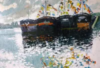 peinture : Péniches en fête