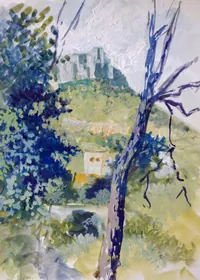 peinture : Paysage à la falaise