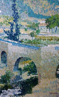 peinture : Pont en Ardèche