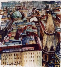 peinture : Les toits de Vienne