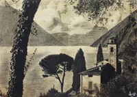 peinture : Lac italien