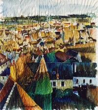 peinture : Les toits à Beaune