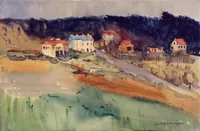 peinture : Village mouillé