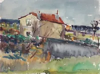 peinture : Maison à la Patte d'Oie