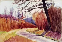 peinture : Route forestière