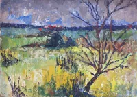 peinture : Friche bourguignonne au village