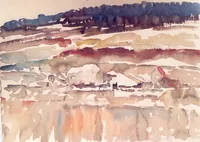 peinture : Neige fondante au village