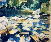 peinture : Le fond du torrent