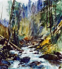 peinture : Torrent (col de Bavella)