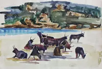 peinture : Vaches à Roccapina