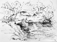 peinture : Camping au Rizzanese