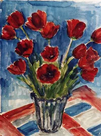 peinture : Tulipes rouges