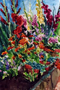 peinture : Jardin aux mufliers I