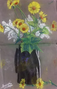 peinture : Fleurs en pot
