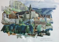 peinture : Le sentier dans le village