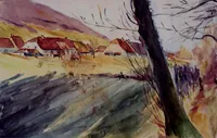 peinture : Maison jurassienne au sapin II