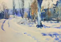 peinture : Bois sous la neige