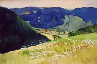 peinture : Vallée à la Prairie Fleurie
