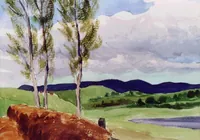 peinture : Paysage aux peupliers