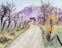 peinture : Château Chalon vue de Billin