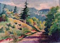 peinture : Vallée au sapin