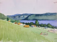 peinture : Camping à Chalain