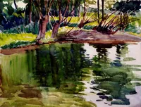 peinture : Reflets de saules