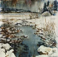 peinture : L'étang gelé
