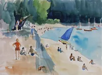 peinture : Plage de Chalain II