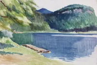 peinture : Lac au Ponton II