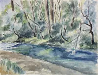 peinture : Seille en sous bois